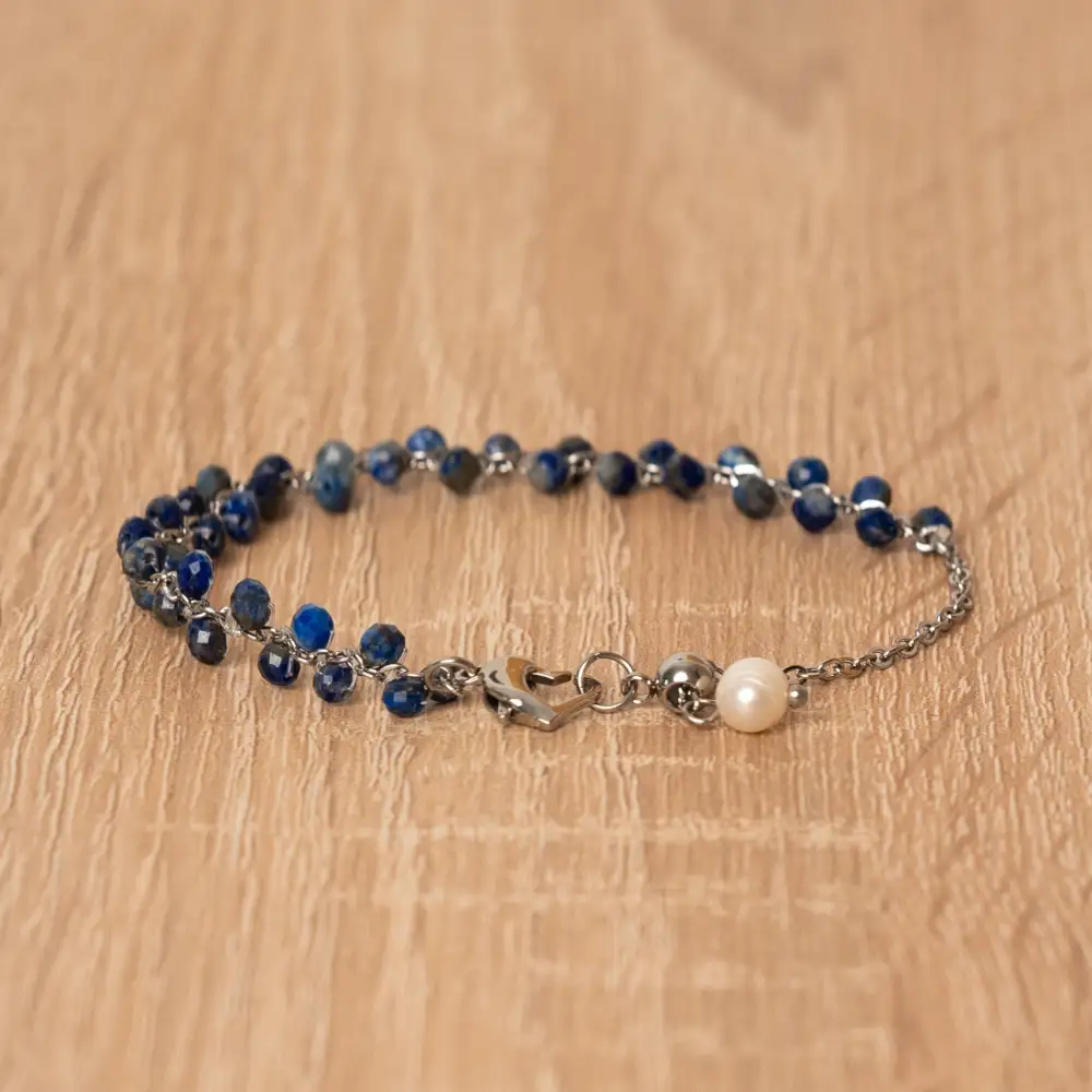 Lapis Lazuli Silver Chain Bracelet
