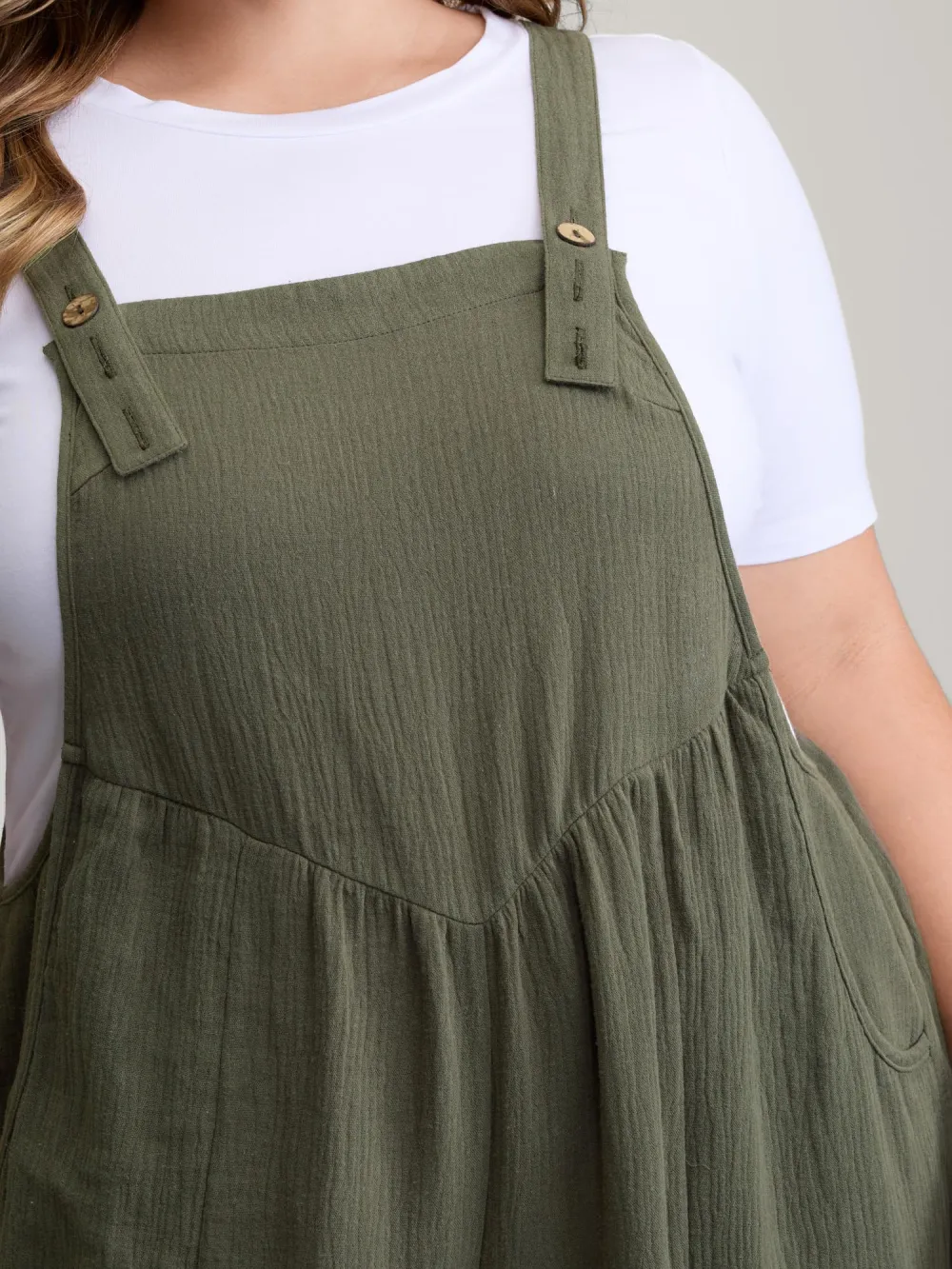 Pure Cotton Shirred Textured Jumpsuit