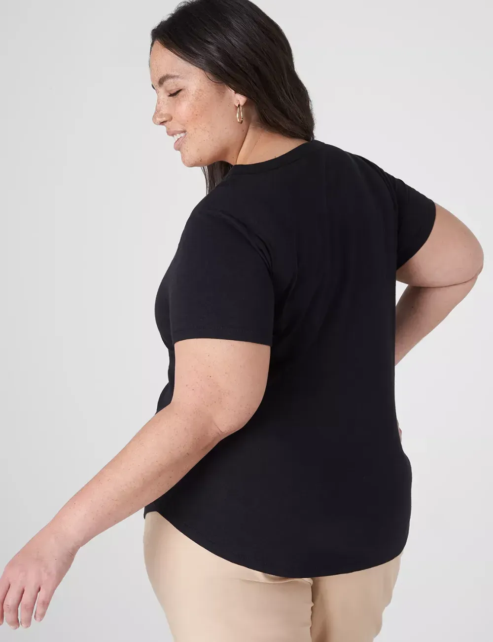 Short-Sleeve Deep V-Neck Linen Tee