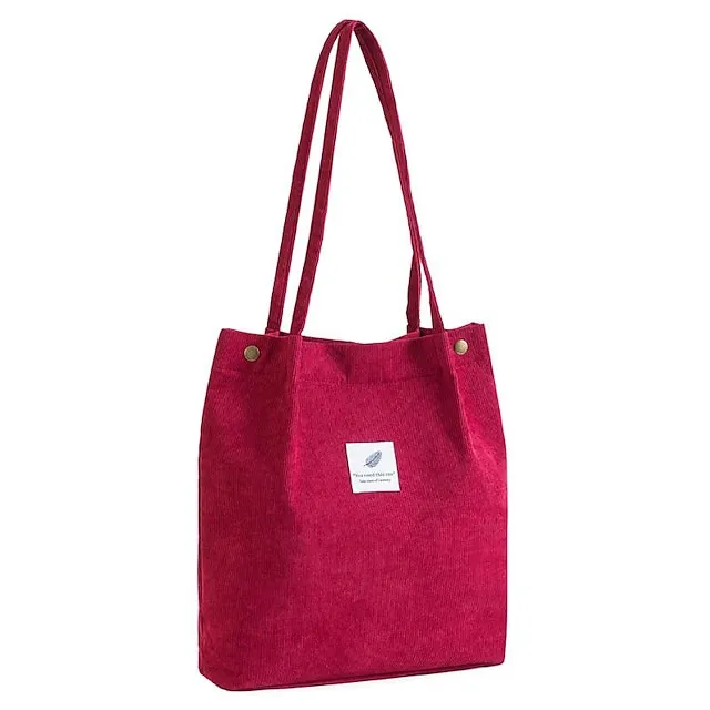 Men's Women's Kid's Tote Tote Sling Shoulder Bag Canvas Tote Bag Corduroy Shopping Daily Rivet Pattern Solid Color Floral Print Deep Purple zebra Wine Red