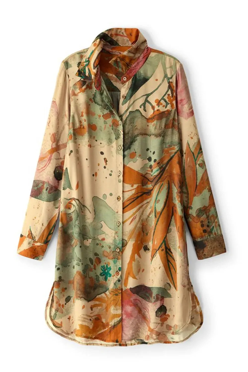 Stroke Of Satin Button Front Tunic