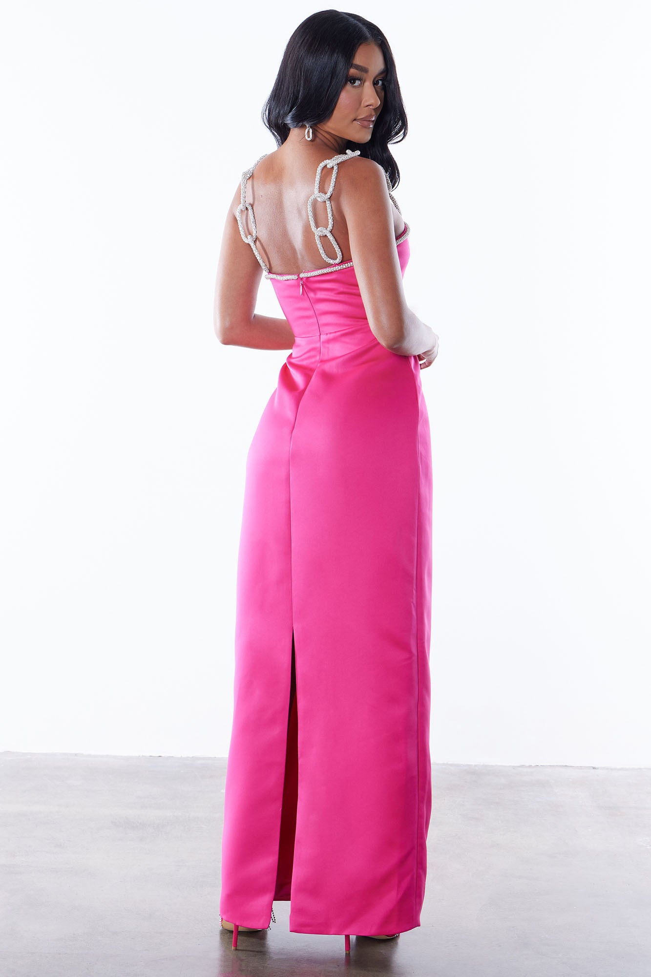 Valerie Embellished Maxi Dress - Hot Pink
