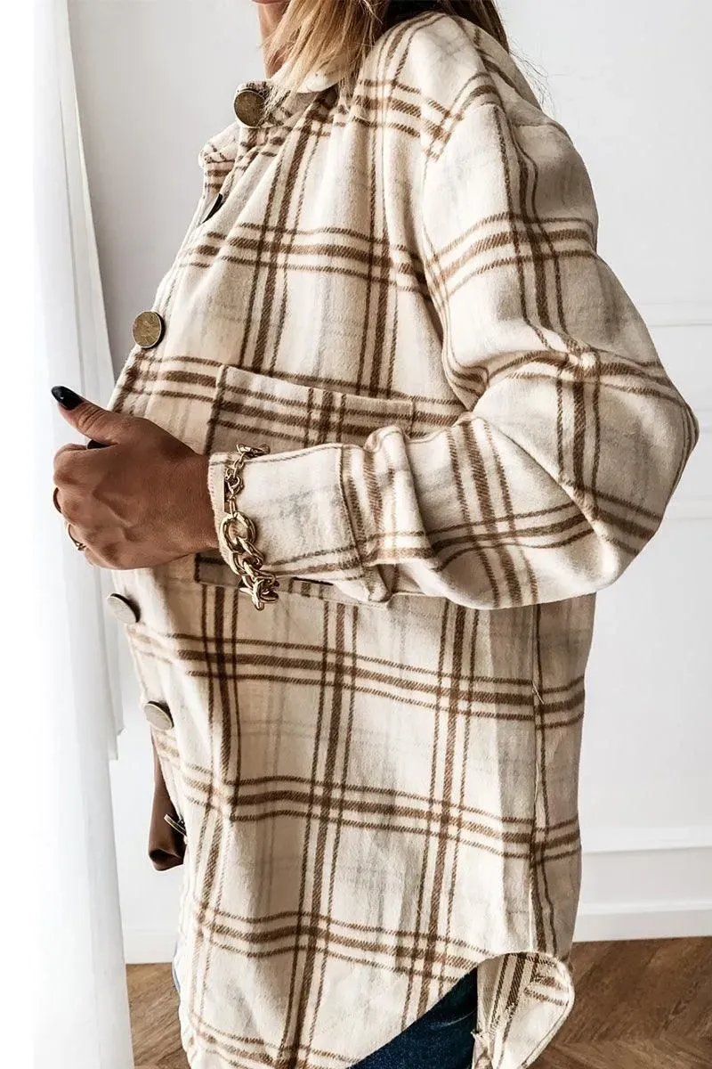 LOOSE FIT PLAID BIG BUTTONED JACKET