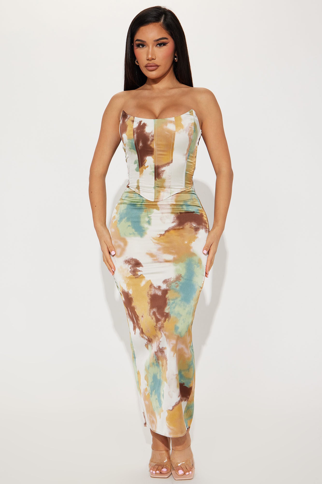 Here And Ready Skirt Set - Brown Combo