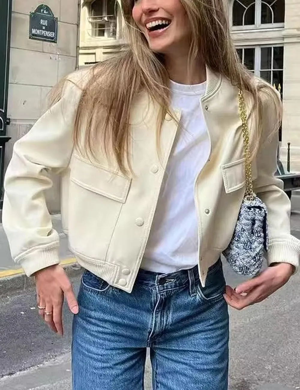 Womens Cropped Bomber Jacket Button Down Varsity Jackets Shackets With Pockets