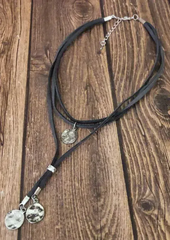 Vintage Disc Pendant Layered Necklace