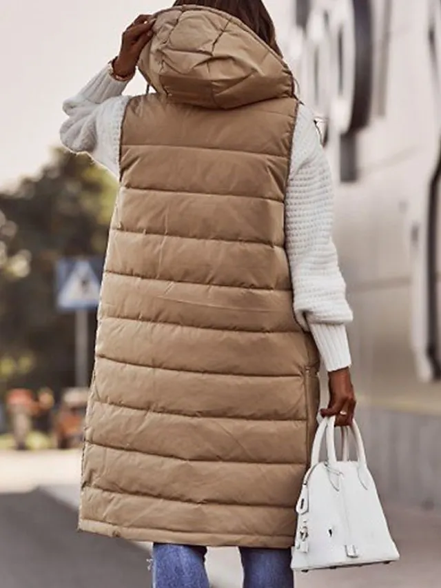 Women's Winter Jacket Vest Outdoor Street Daily Winter Fall Long Coat