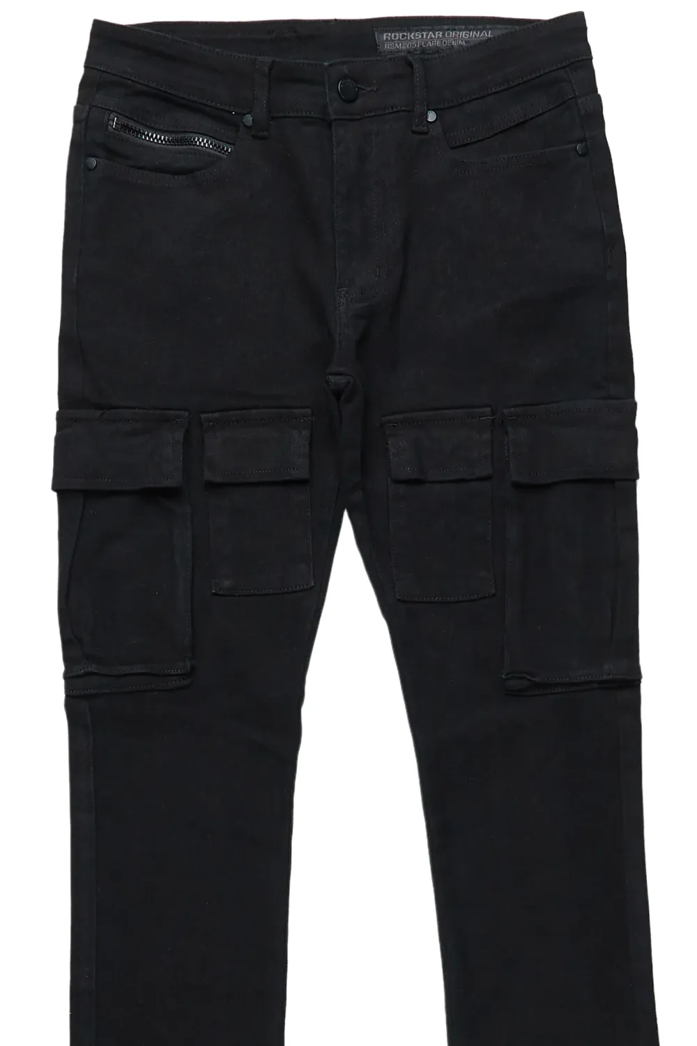 Sarg Black Cargo Stacked Flare Jean