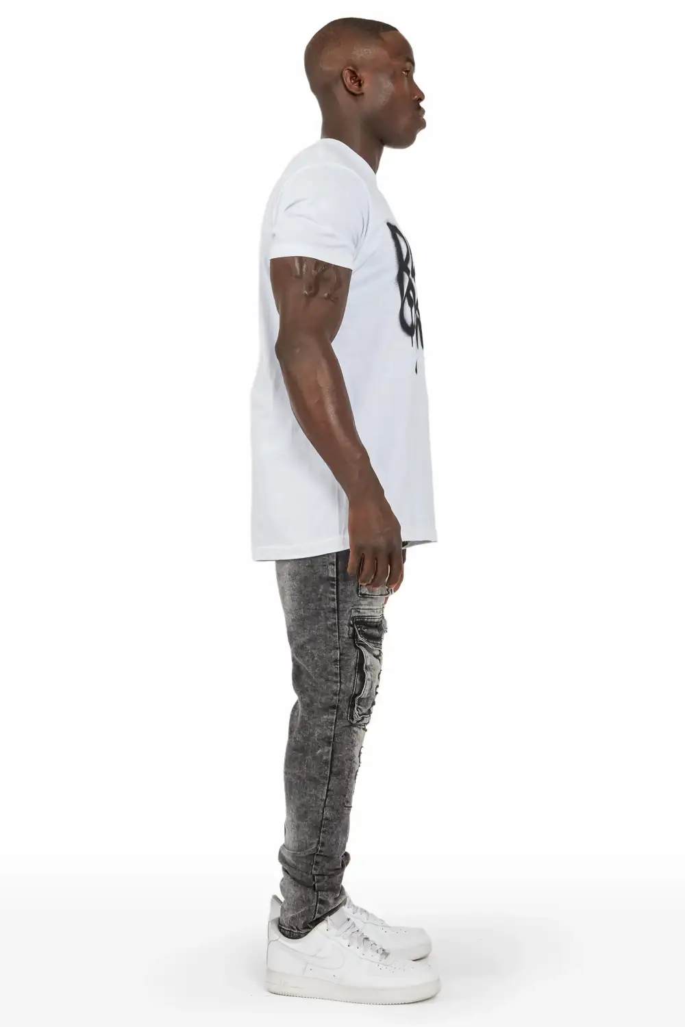 Imran Black Wash Slim Cargo Jean