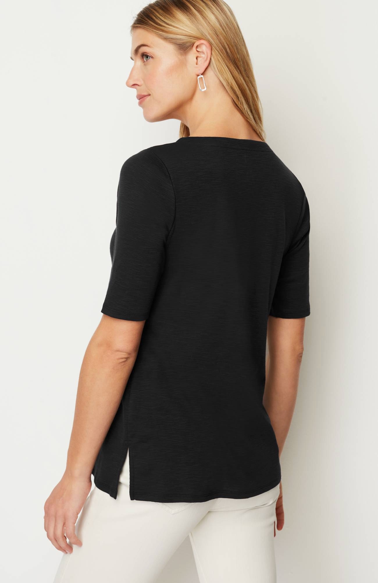 pima-slub scoop-neck side-slit tee