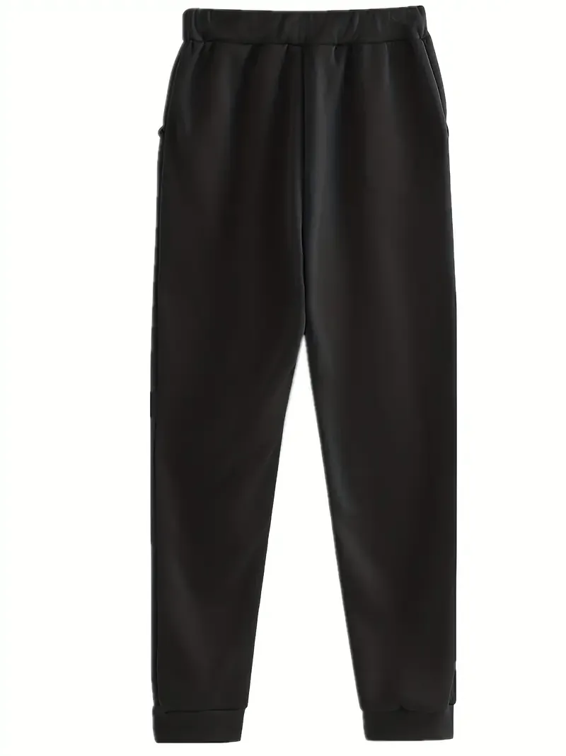 Trendy Solid Womens Two-Piece Set - Comfy Hoodie with Kangaroo Pockets & Drawstring Pants Outfit - Casual, Stylish, Versatile Wardrobe Essential