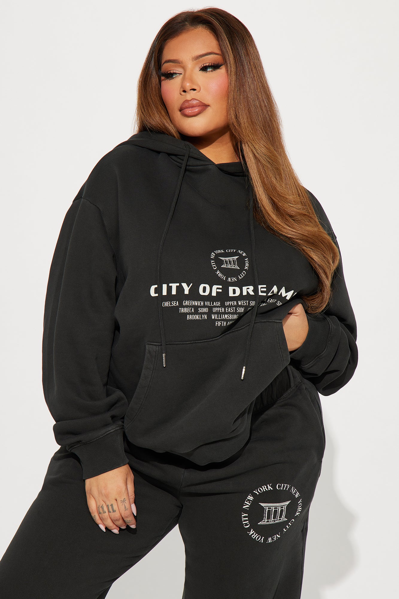 City Of Dreams Washed Jogger Set - Black