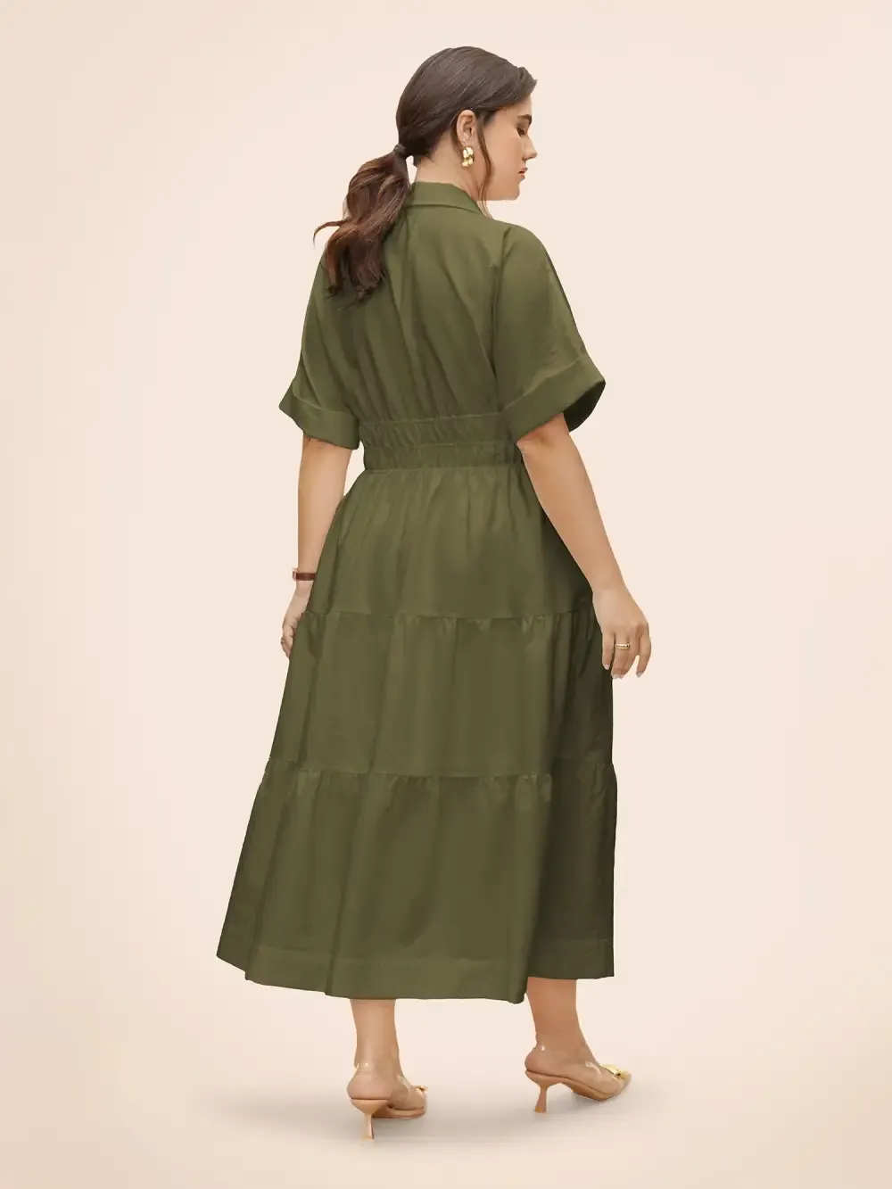 Midfield Tiered Midi Shirt Dress