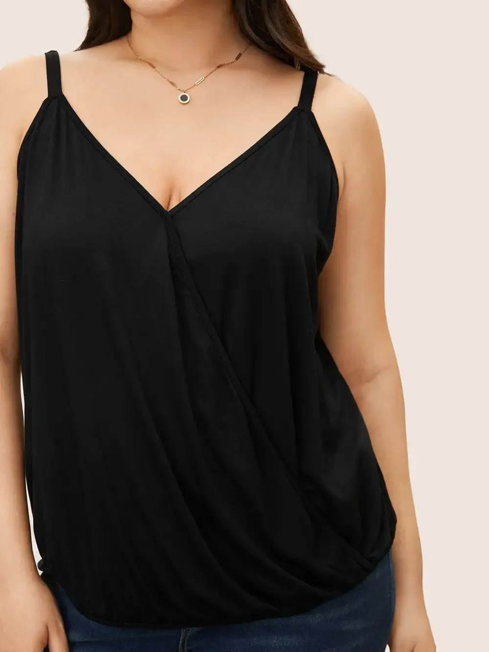 Plain Surplice Neck Sleeveless Cami Top
