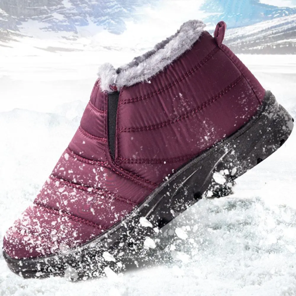 Warm Lining Casual Winter Waterproof Slip On Ankle Snow Boots