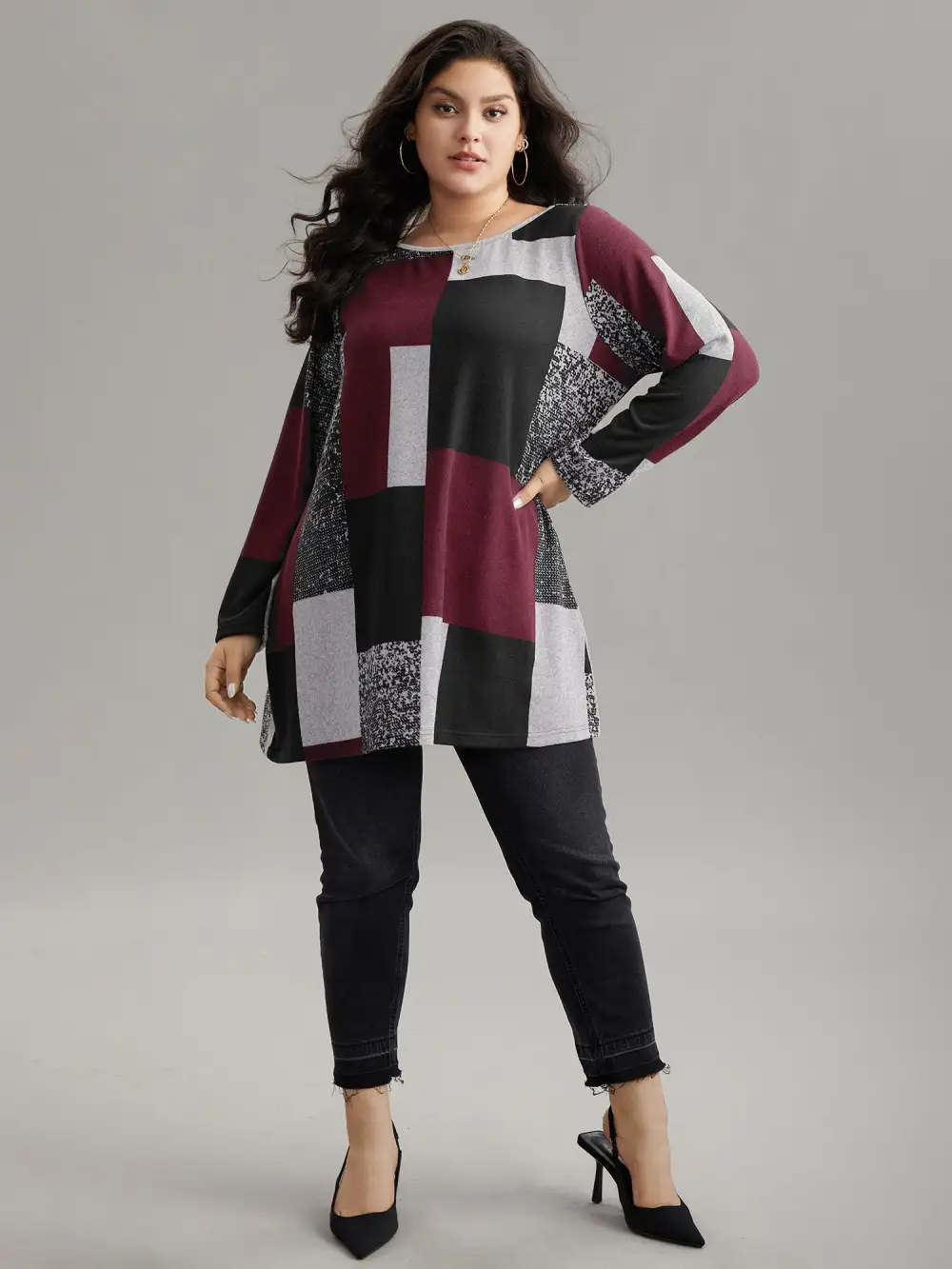 Colorblock Contrast Round Neck T-shirt