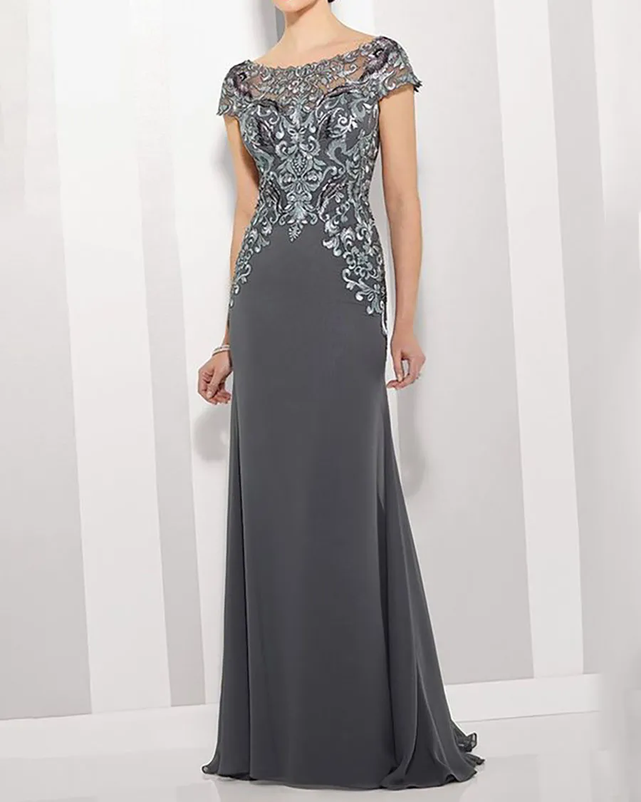 A V-Neck Floor Length Satin Ball Gown