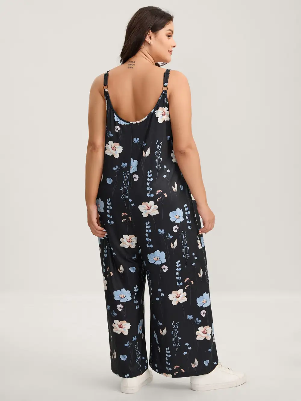 Stretchy Lined Floral Print Cami Jumpsuit