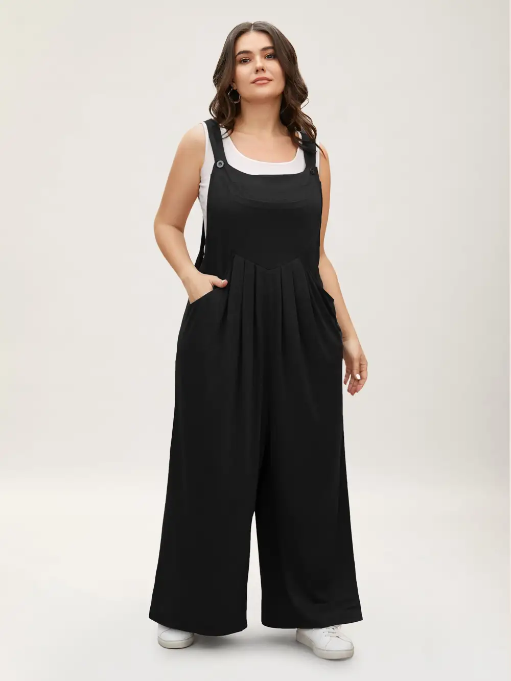 Supersoft Essentials Solid Pleated Pocket Jumpsuit