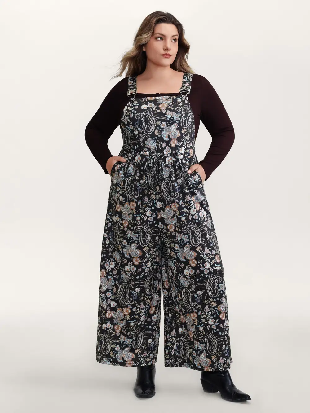 Floral Adjustable Stretchy Waist Jumpsuit