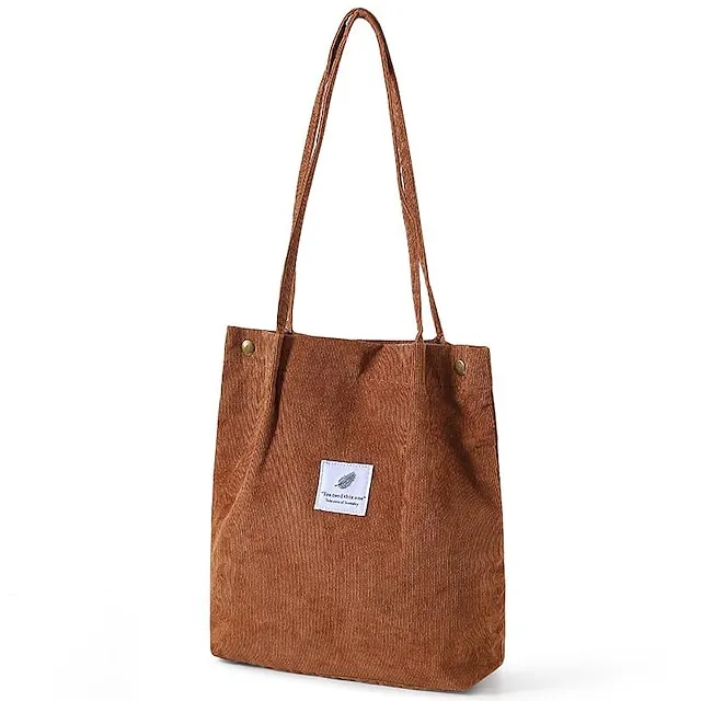 Men's Women's Kid's Tote Tote Sling Shoulder Bag Canvas Tote Bag Corduroy Shopping Daily Rivet Pattern Solid Color Floral Print Deep Purple zebra Wine Red