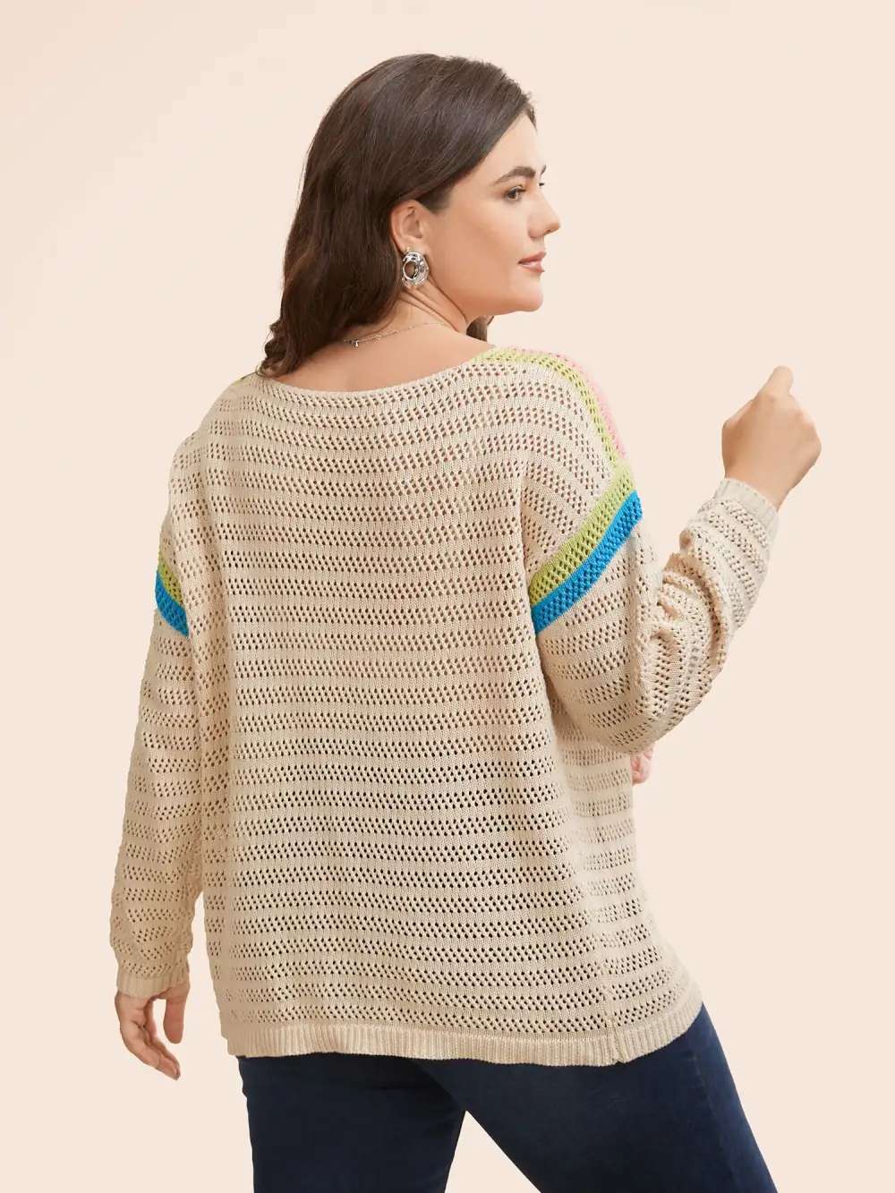 Colored Stereo Flower Design Pullover