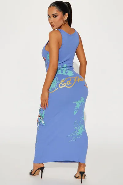 Ed Hardy Butterfly Maxi Dress - Slate Blue