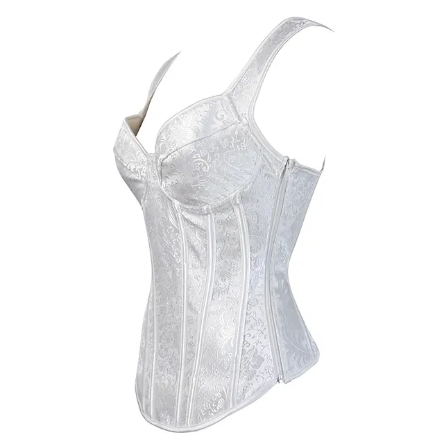 Corset Women's Corsets Halloween Wedding Party Party & Evening Plus Size Black White Purple Breathable Overbust Corset Zipper Lace Up Backless Tummy Control Push Up Flower All Seasons