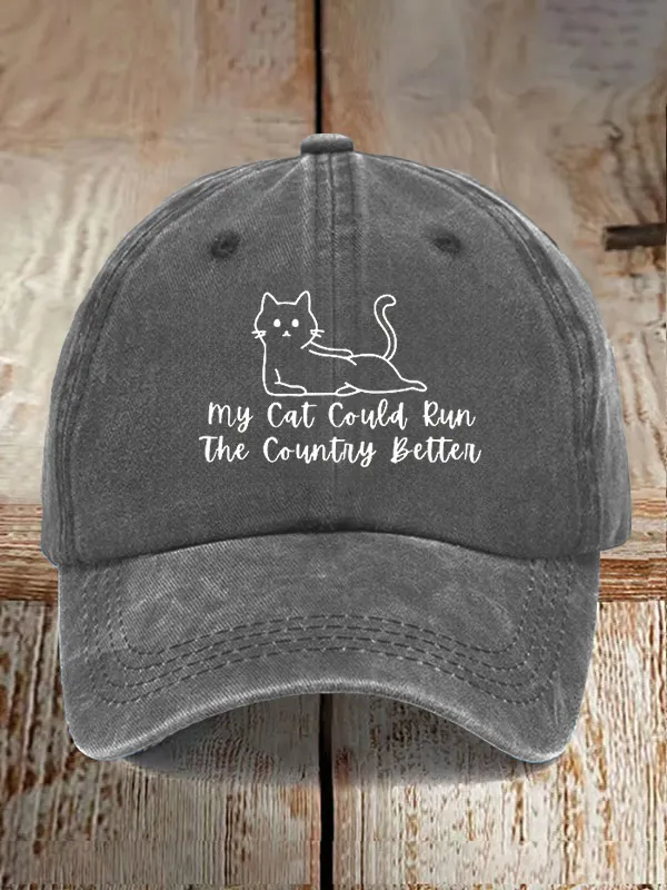 Retro FDT My Cat Could Run The Country Better Pride Baseball Cap