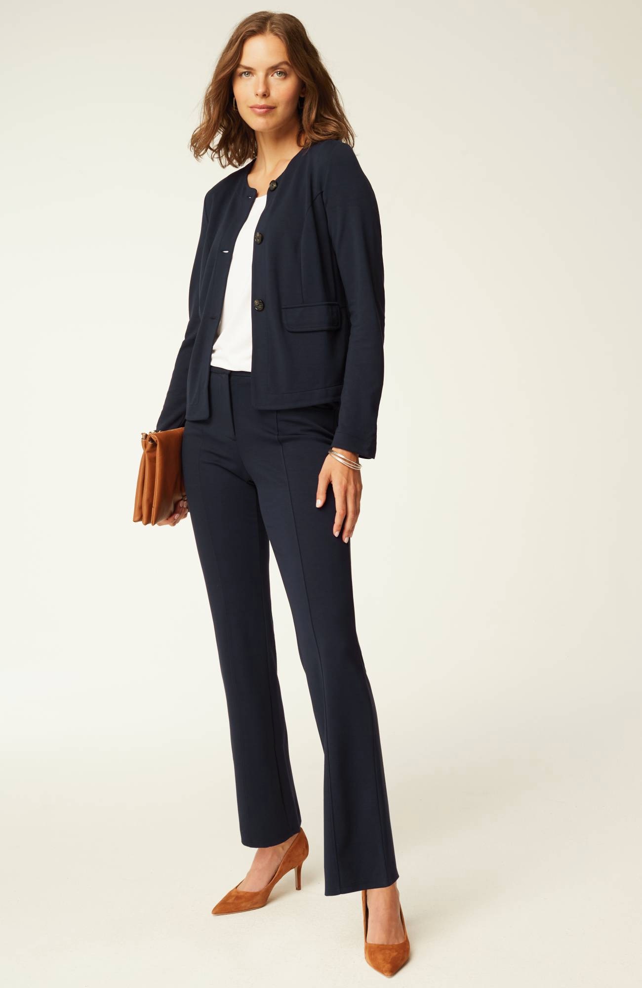 Wearever Double-Face Jersey Boot-Cut Trousers