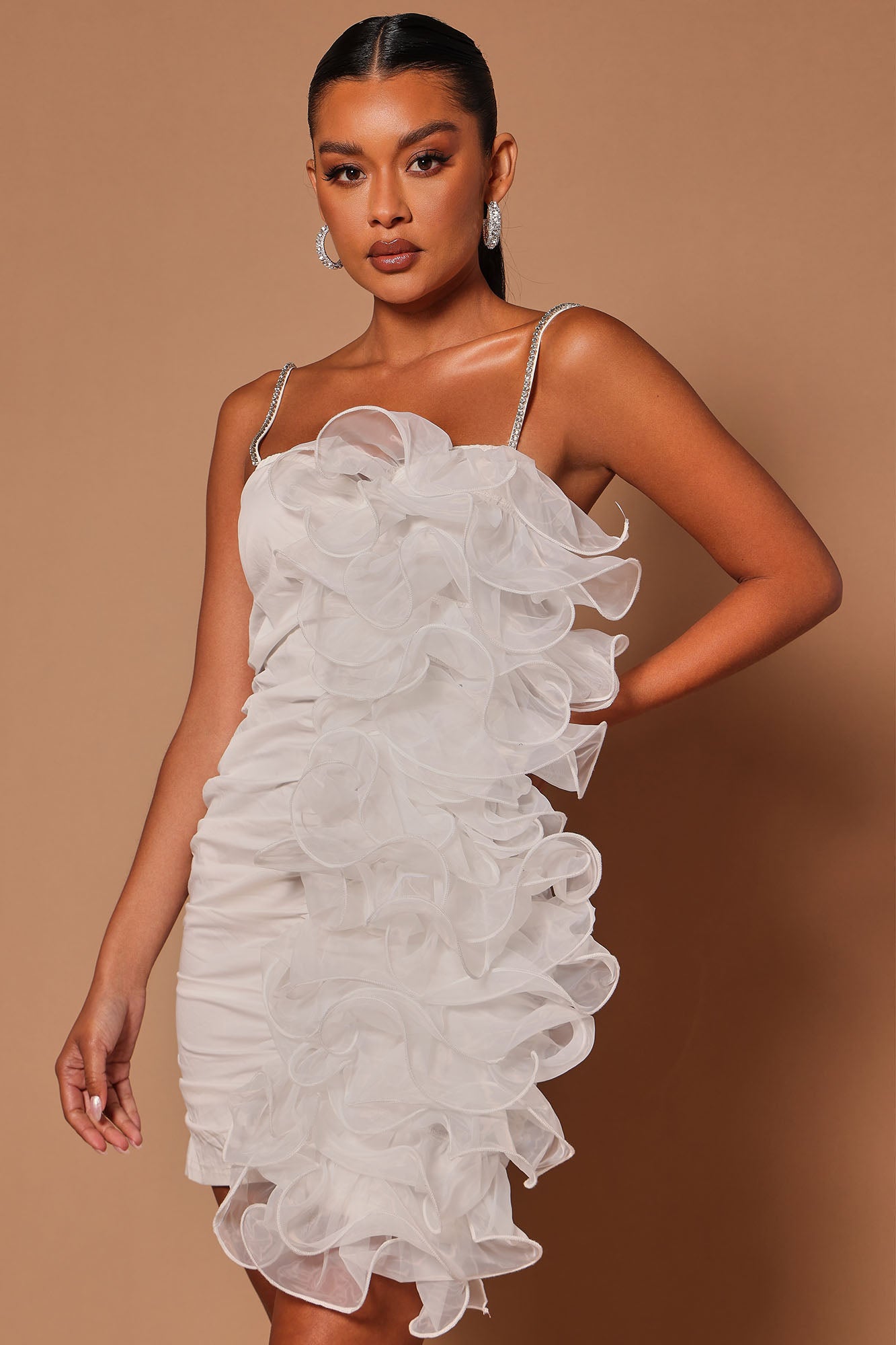 Giselle Ruffle Mini Dress - White