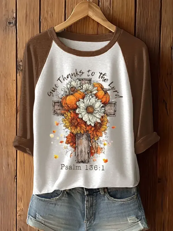 Women's Give Thanks to the Lord Print T-Shirt