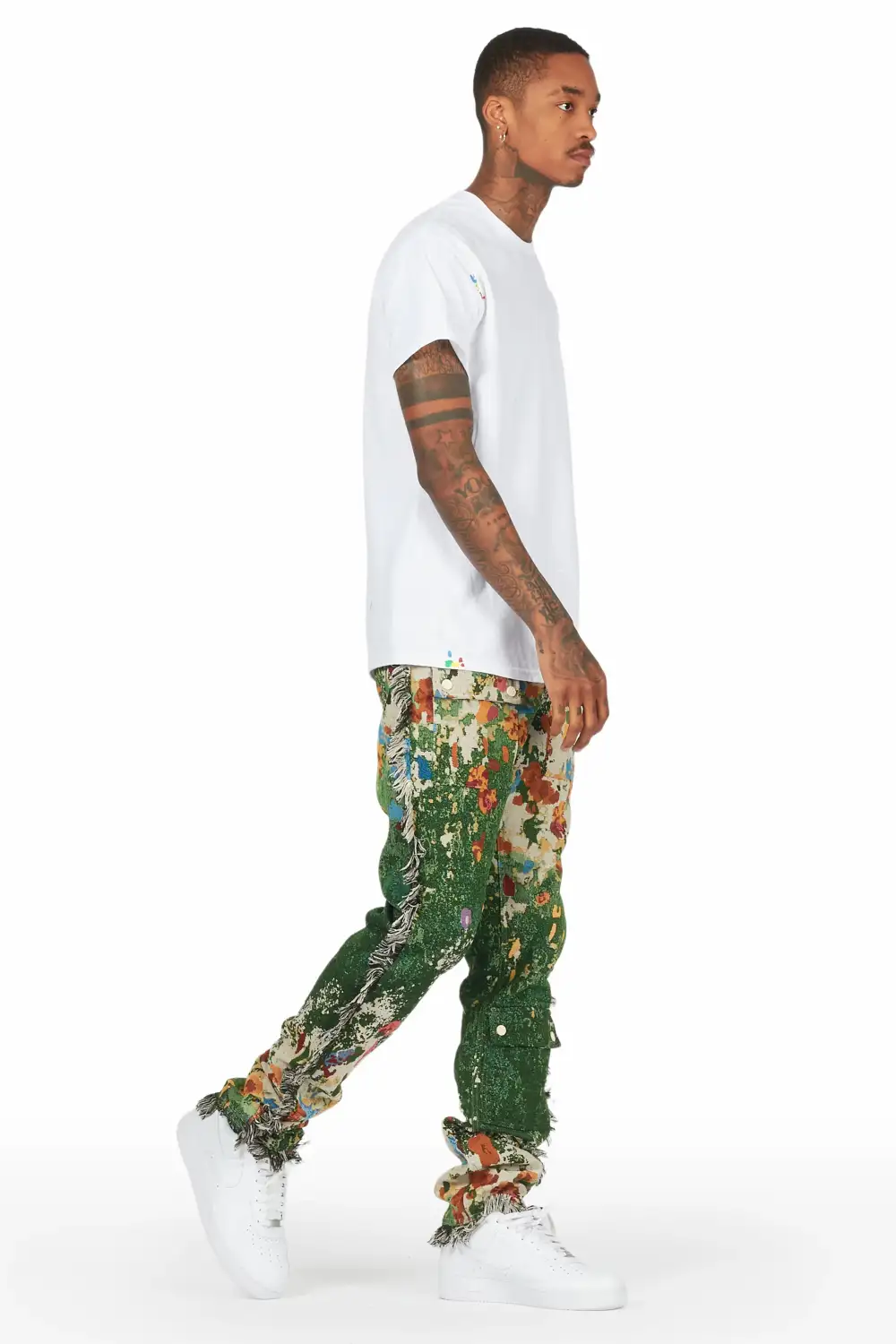 Qwin Green Tapestry Pants