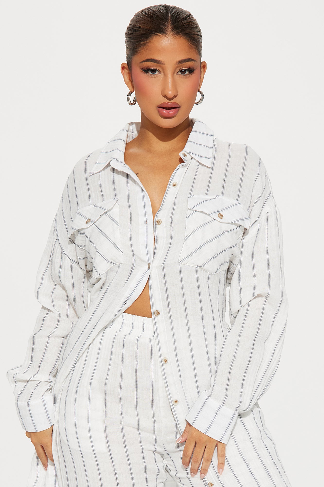 The Perfect Striped Pant Set - White/combo