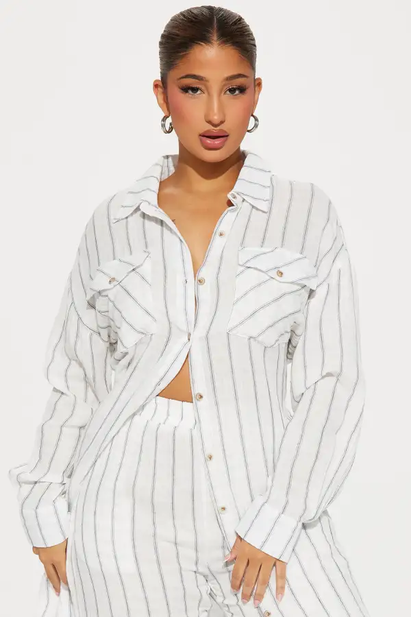 The Perfect Striped Pant Set - White/combo