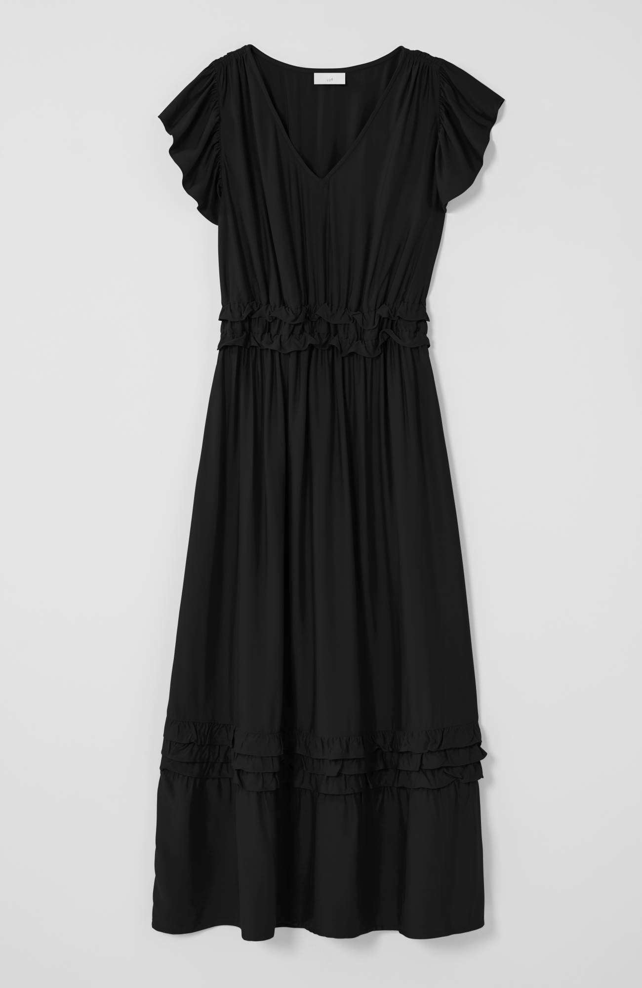 Elevated Ruffle-Trimmed Midi Dress