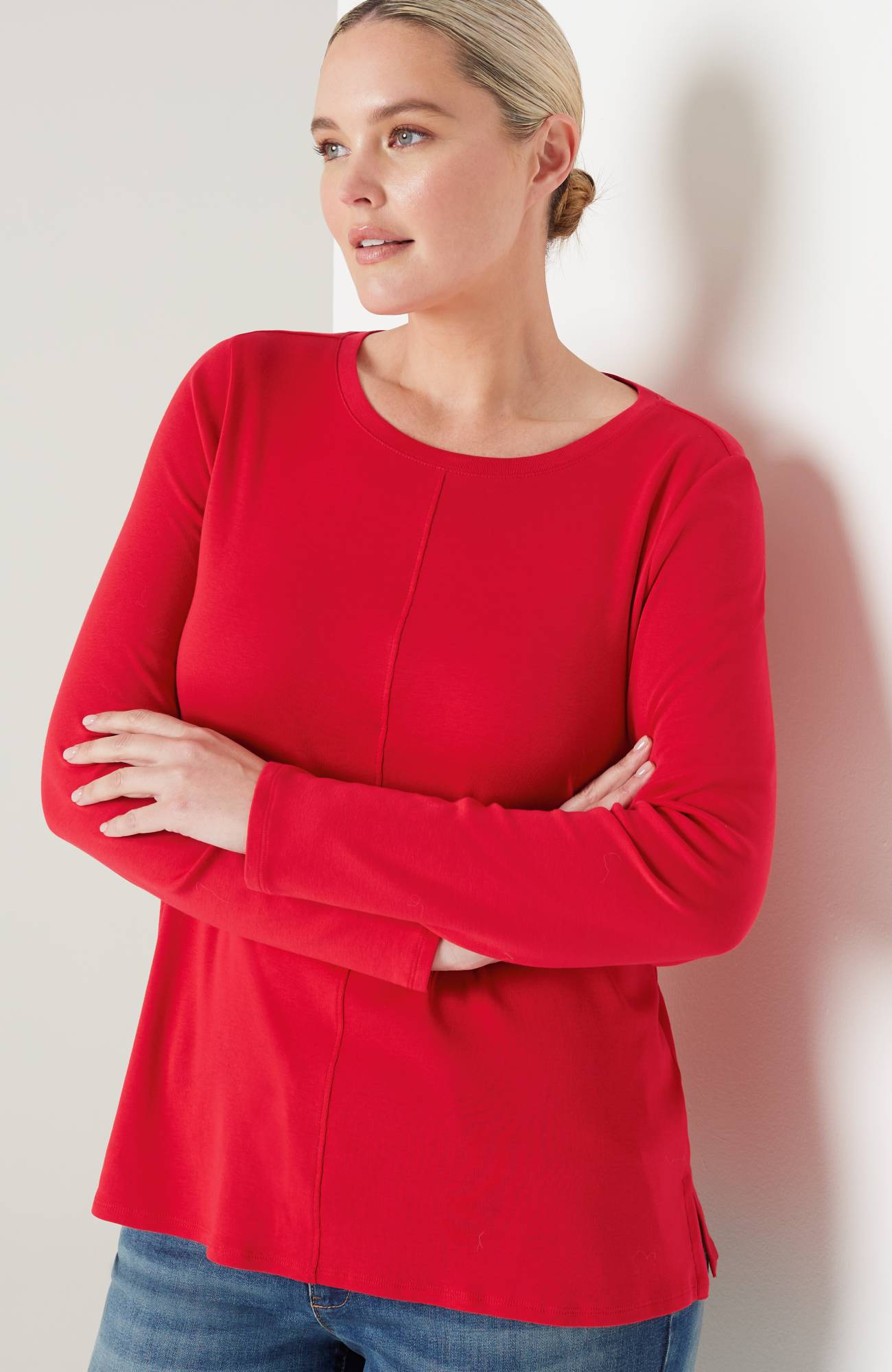 long-sleeve pima crew-neck tee
