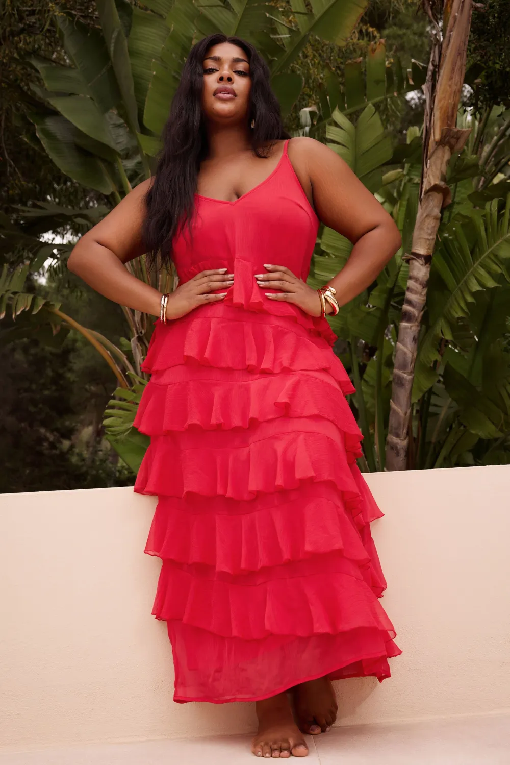 LIMITED COLLECTION Curve Black Frill Maxi Dress