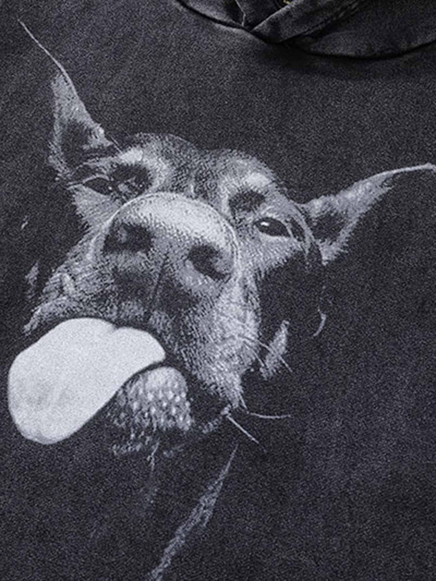 Dark Series Doberman Print Hip-hop Vintage Hoodie