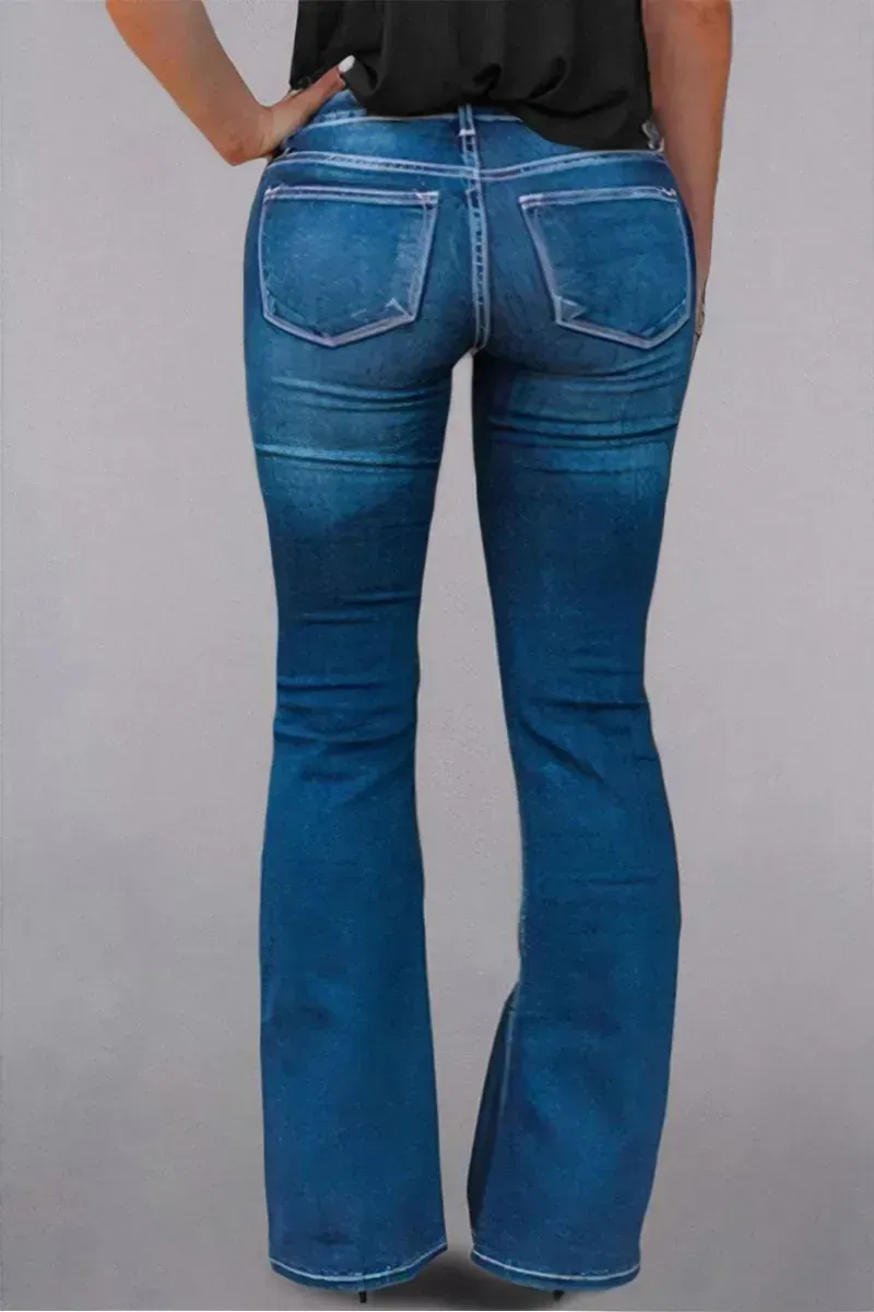 Zip Fly Mid Waist Bootcut Jeans