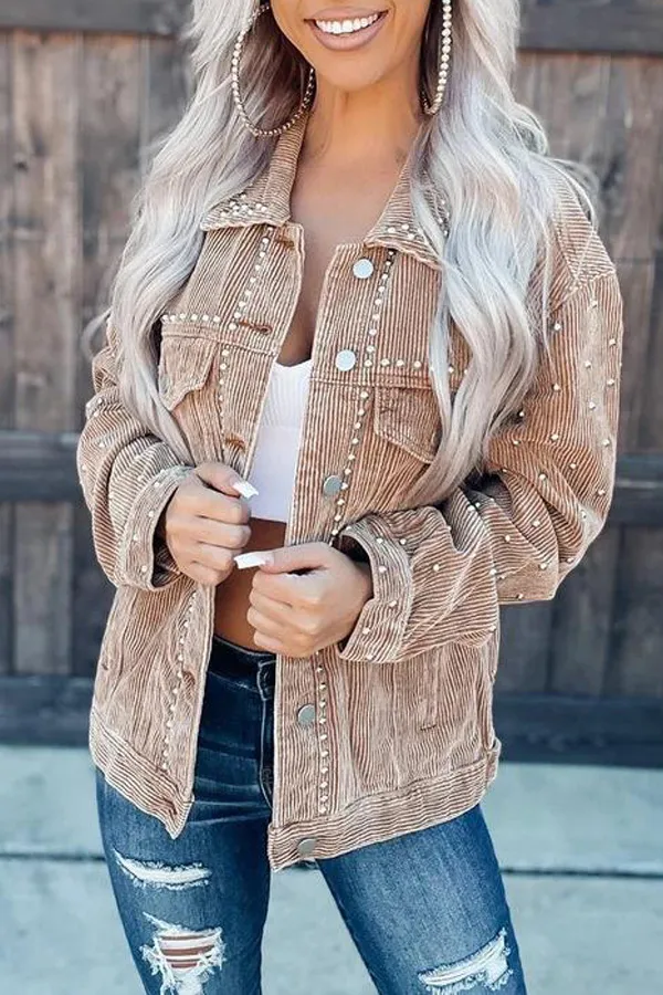 Casual Rivet Decoration Corduroy Jacket