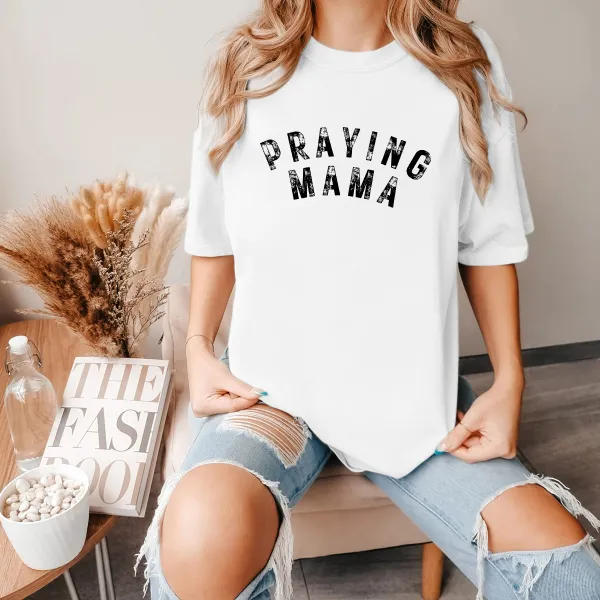 Praying Mama Printed Round Neck Short Sleeve T-Shirt