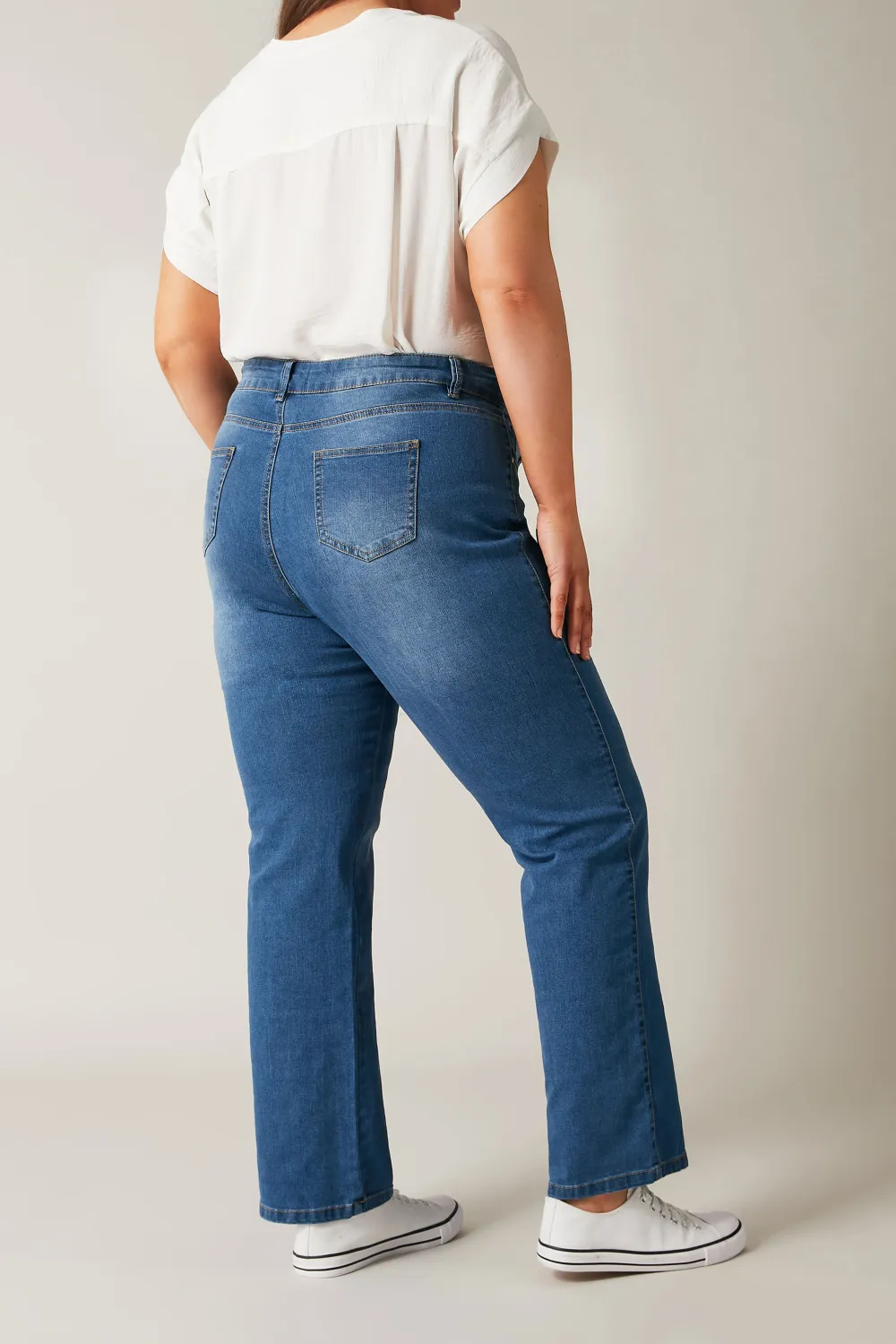 EVANS Curve Blue Mid Wash Straight Leg Jeans