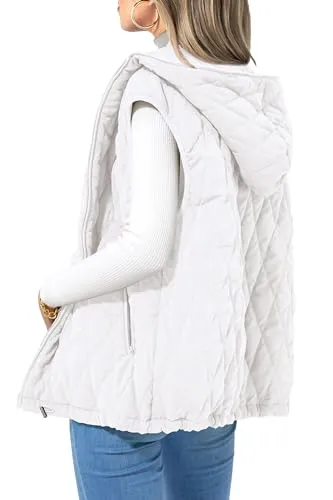 Women's Casual Hooded Zip-Up Vest Jacket