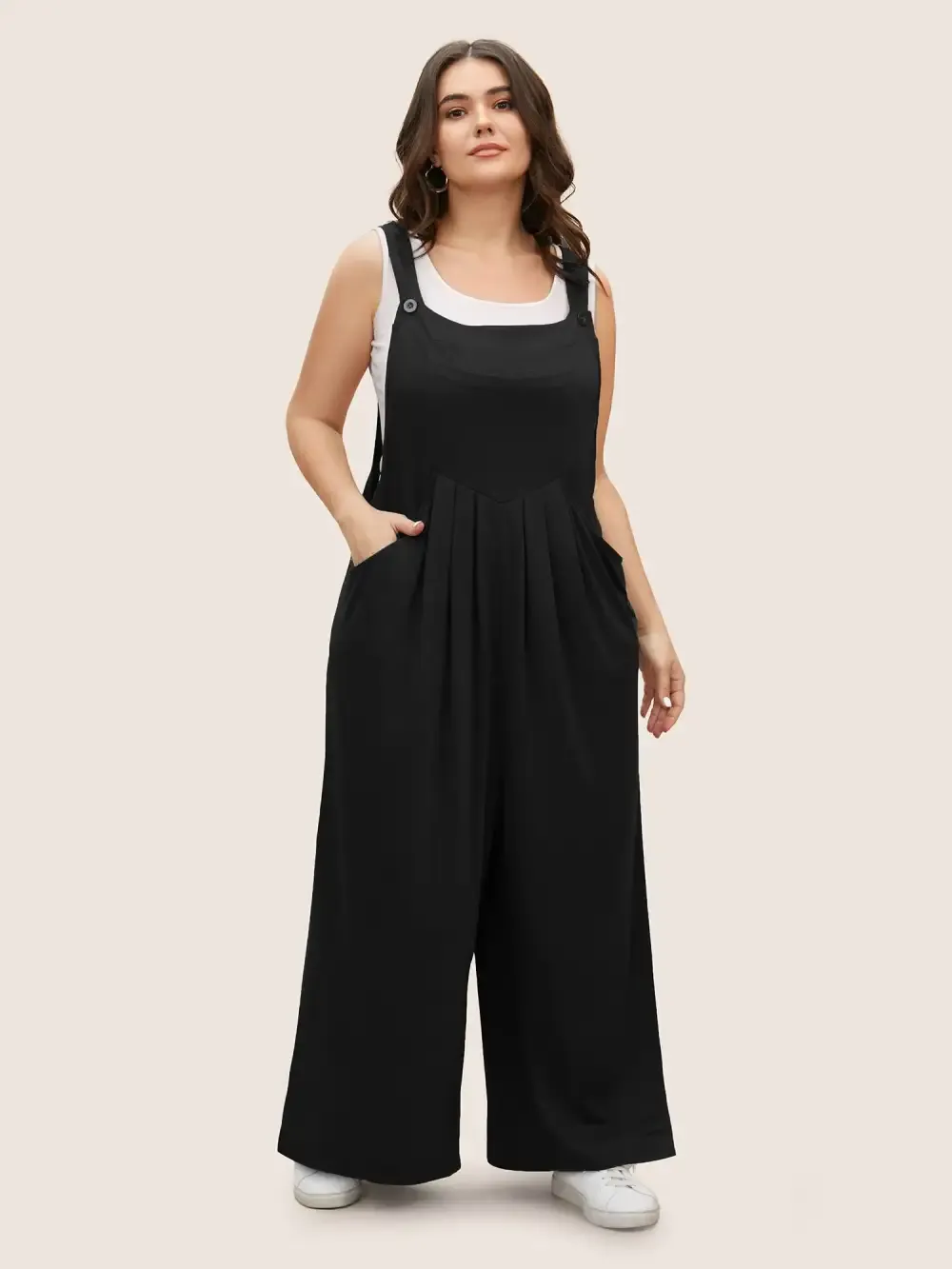 Supersoft Essentials Solid Pleated Pocket Jumpsuit