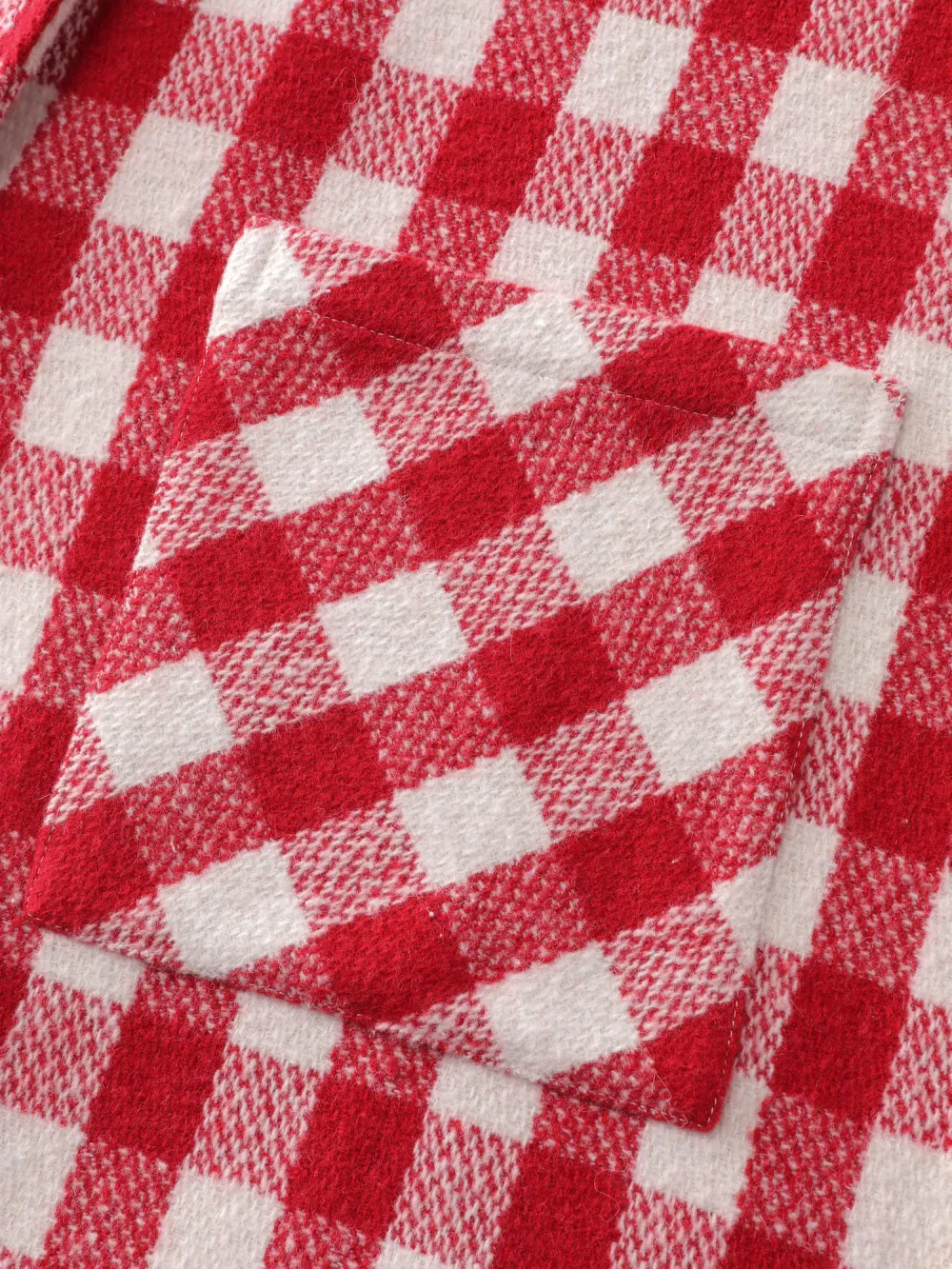 Gingham Doll Collar Pockets Coat