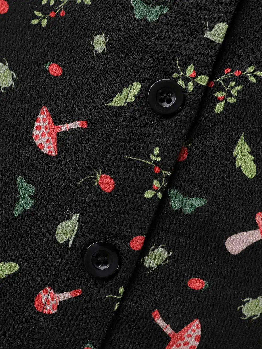 Mushroom Print Adjustable Sleeve Placket Blouse