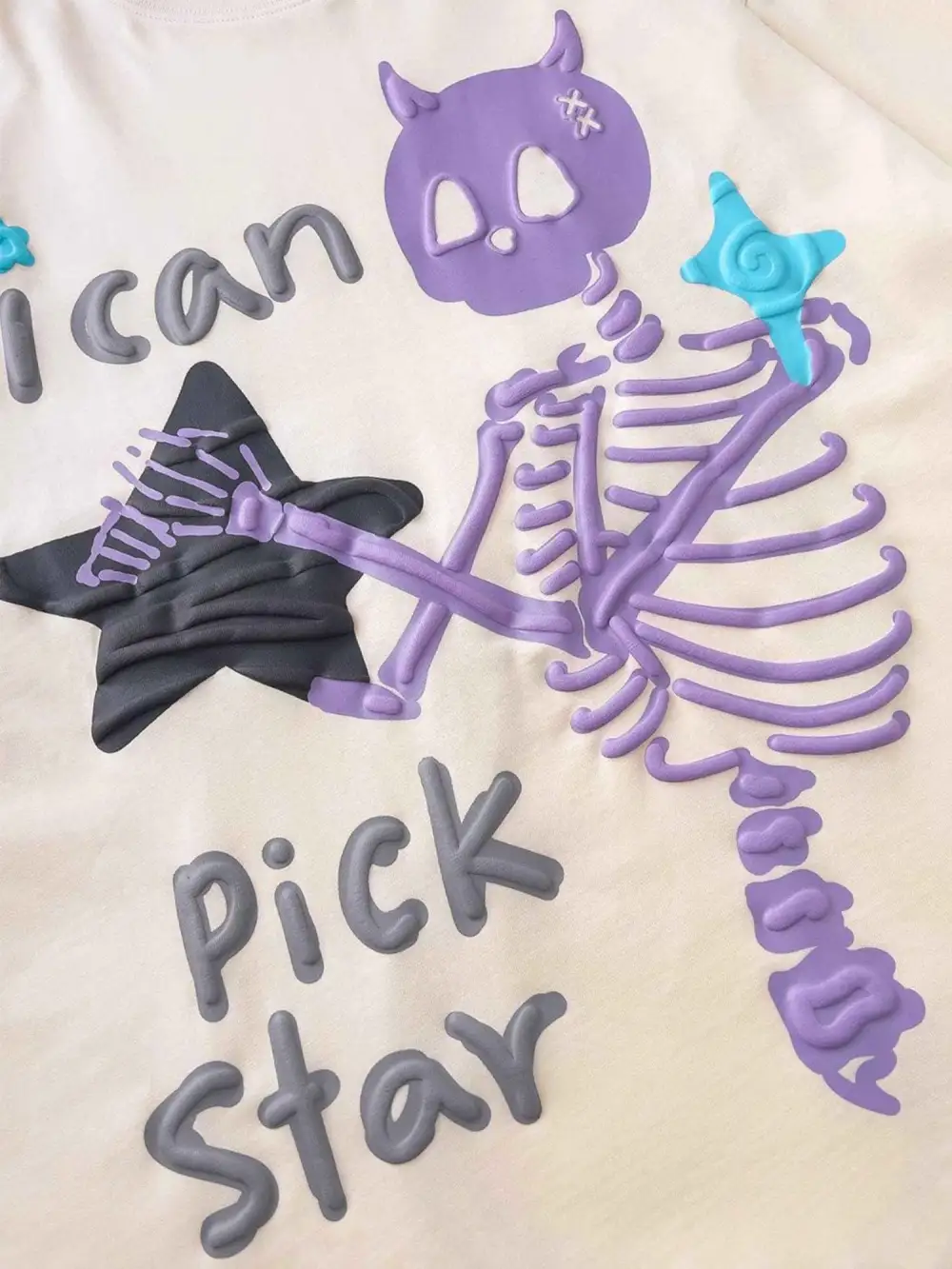 Made Retro Skull Letter Foam T-shirt - 2001