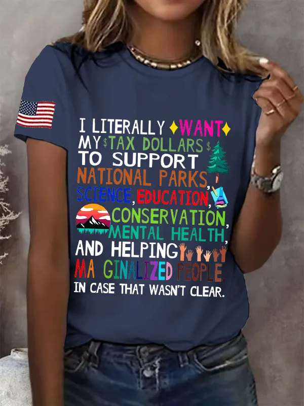 Women'S T-Shirt Women'S Support National Parks Print Round Neck T-Shirt