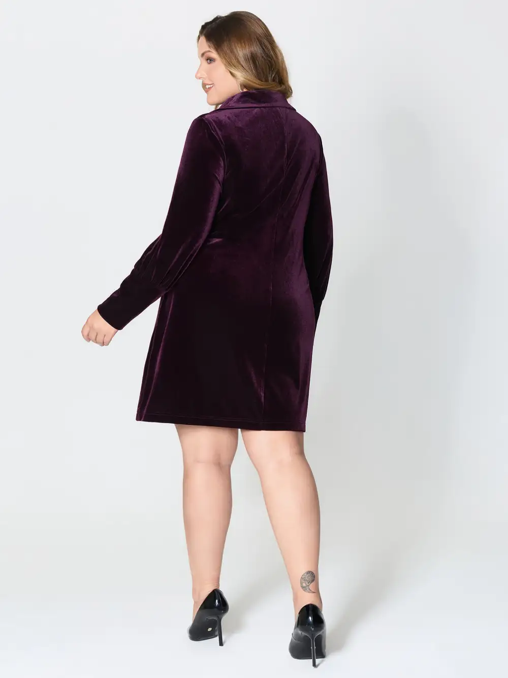 Velvet Stretchy Button Blazer Midi Dress